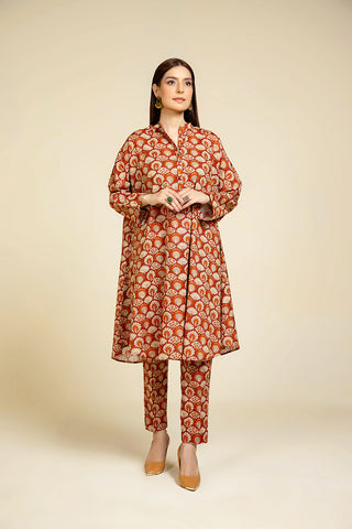 2 Piece Printed Slub Khadar Printed & Tasselling Suit  (PD1290)