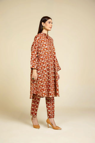2 Piece Printed Slub Khadar Printed & Tasselling Suit  (PD1290)
