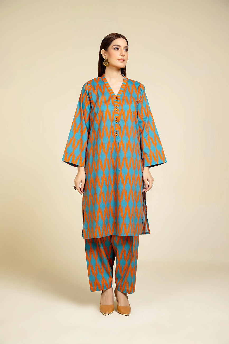 2 Piece Cotton Printed & Tasselling Suit  (PD1295)