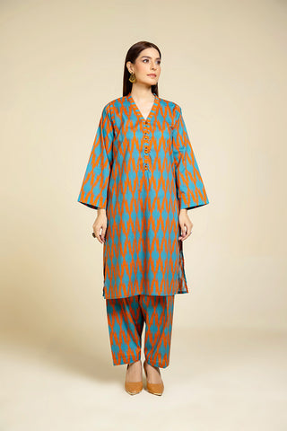 2 Piece Cotton Printed & Tasselling Suit  (PD1295)