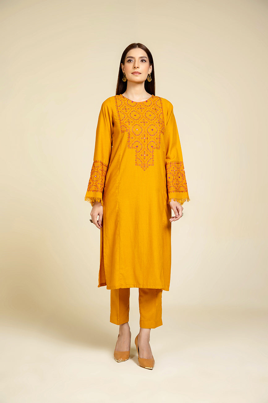 2 Piece Lawn Karandi Embroidered Suit  (HB1179)