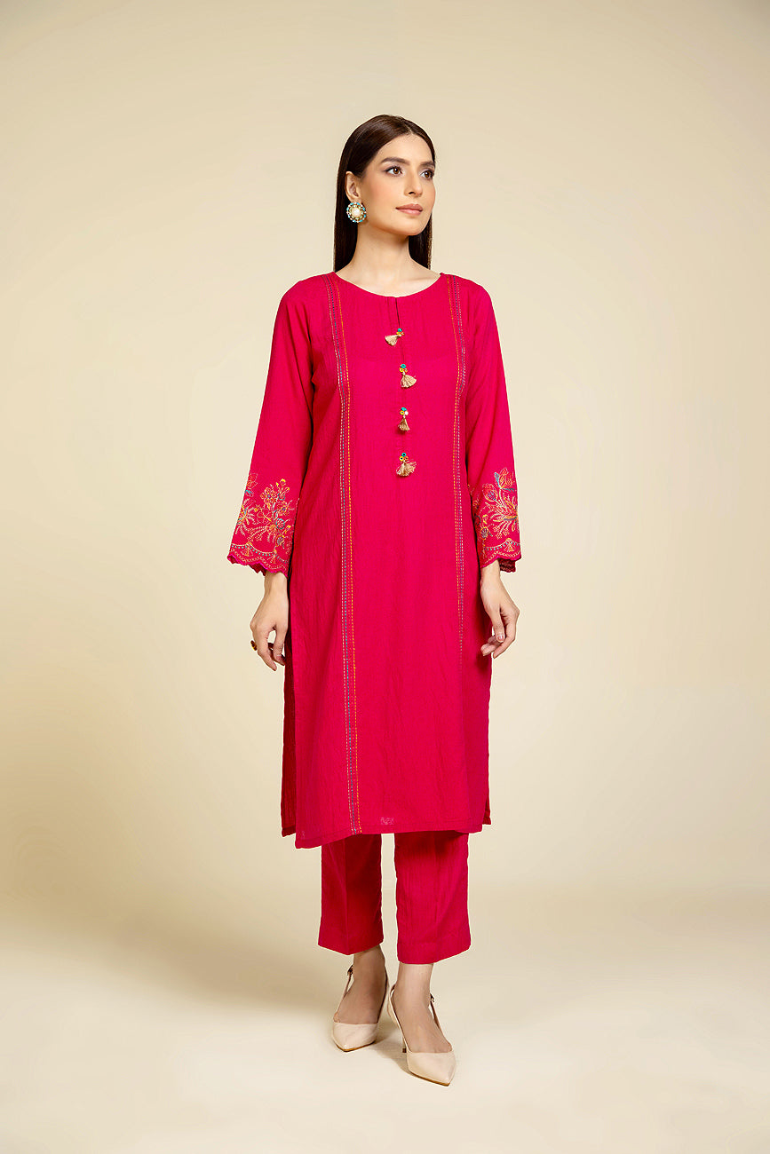 2 Piece Lawn Karandi Embroidered Suit  (HB1184)