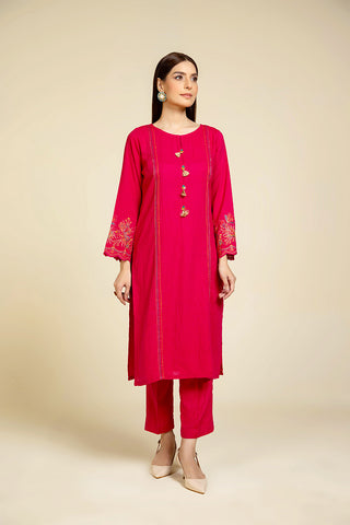 2 Piece Lawn Karandi Embroidered Suit  (HB1184)