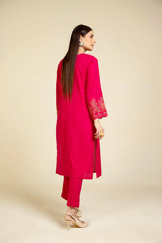 2 Piece Lawn Karandi Embroidered Suit  (HB1184)