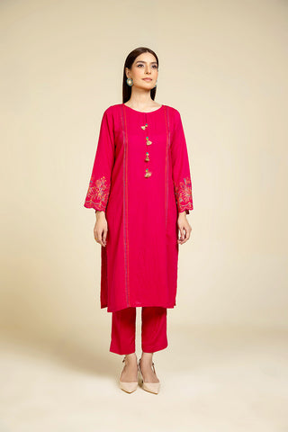 2 Piece Lawn Karandi Embroidered Suit  (HB1184)