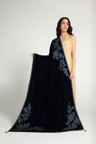 1 Piece Velvet Embellished & Printed Shawl  (AA5152)