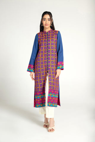 1 Piece Printed Lawn Karandi Embroidered Jacket (BB9533)