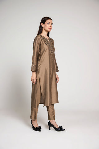 2 Piece Cotton Silk Embroidered Suit (BA0021)