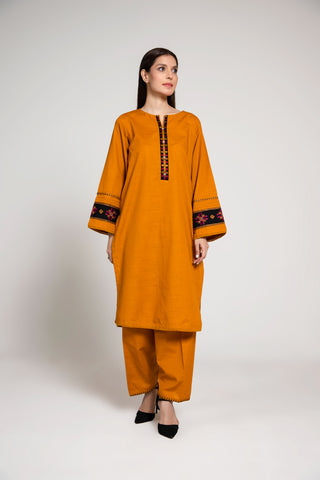 2 Piece Slub Khaddar Embroidered Suit (HB1229)