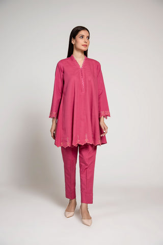 2 Piece Slub Khaddar Solid Suit  (AE0045)