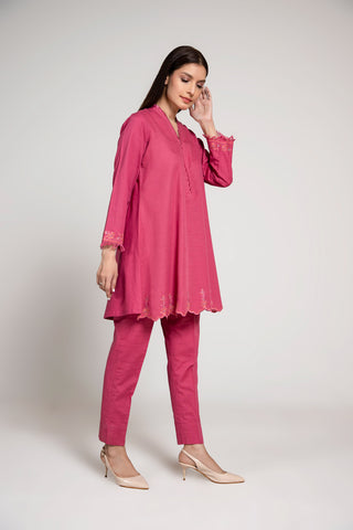 2 Piece Slub Khaddar Solid Suit  (AE0045)