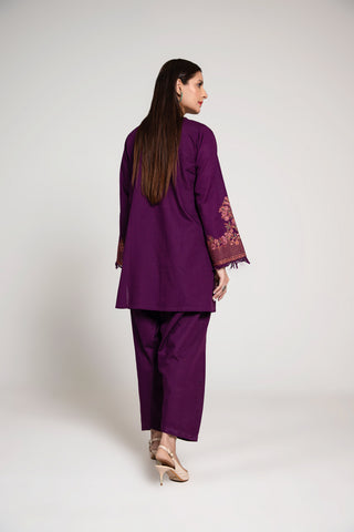 2 Piece Slub Khaddar Embroidered Suit  (AE0048)