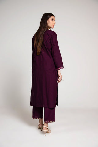 2 Piece Slub Khaddar Embroidered Suit (BA0029)