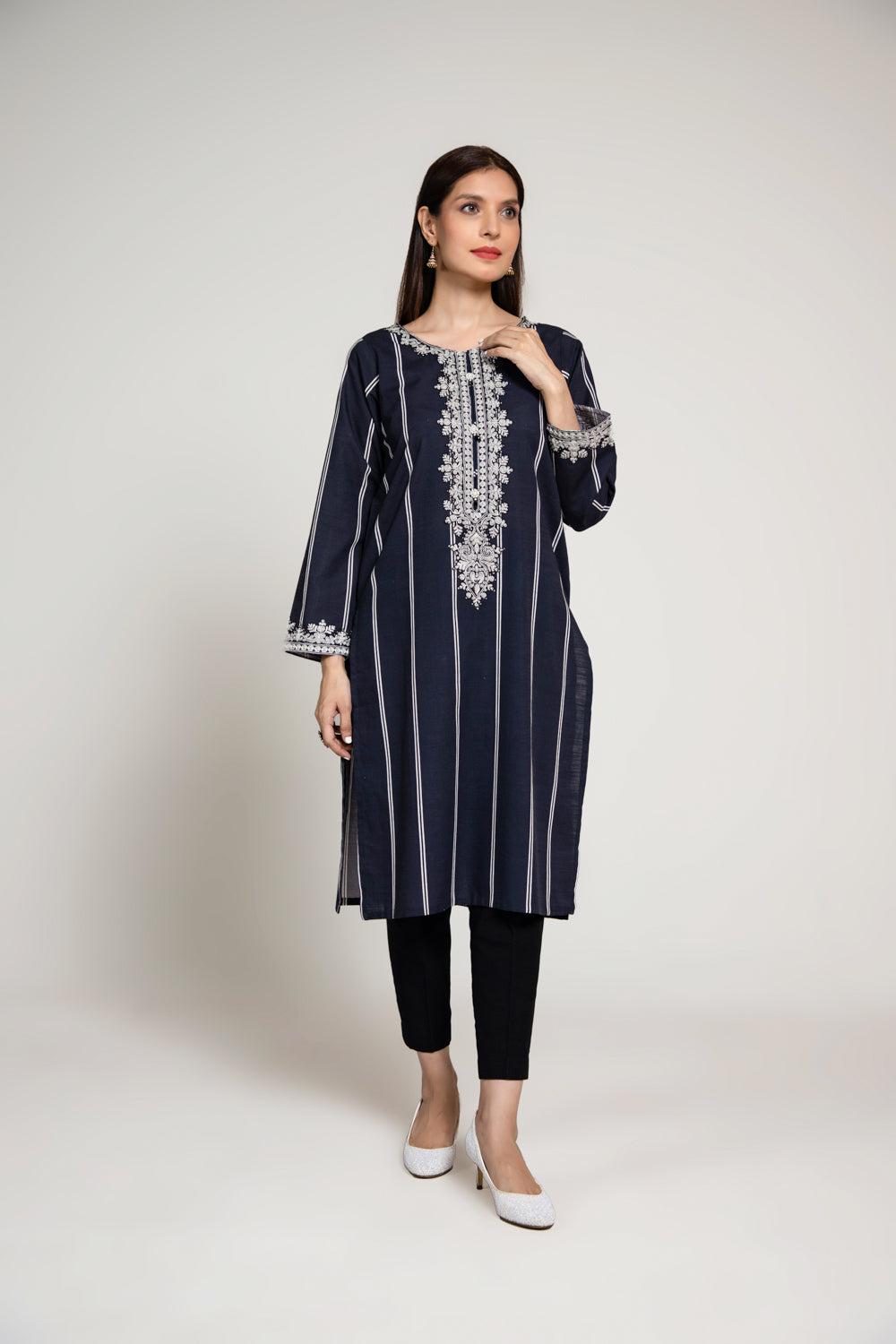 1 Piece Slub Khaddar Embroidered Shirt (BA0011)