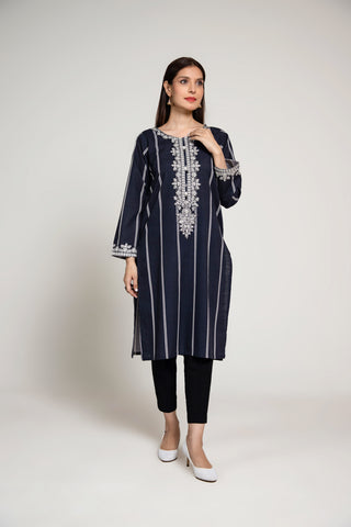 1 Piece Slub Khaddar Embroidered Shirt (BA0011)