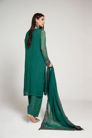 3 Piece Chiffon Embroidered Suit (AA5416)