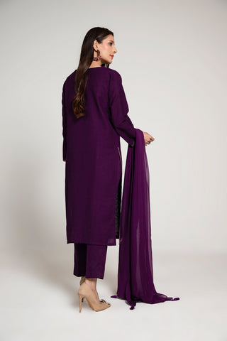 3 Piece Cotton Karandi Embroidered Suit (BA0034)