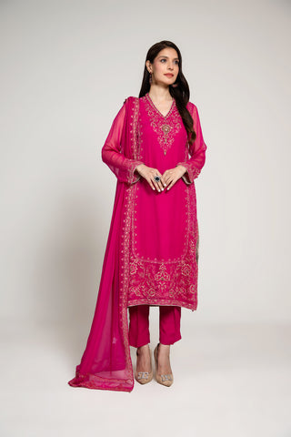 3 Piece Chiffon Embellished Suit  (AA5414)