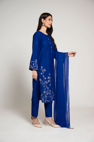 3 Piece Cotton Karandi Embroidered Suit (BA0031)