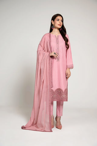 3 Piece Slub Khaddar Embroidered Suit (BA0022)
