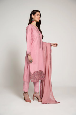 3 Piece Slub Khaddar Embroidered Suit (BA0022)