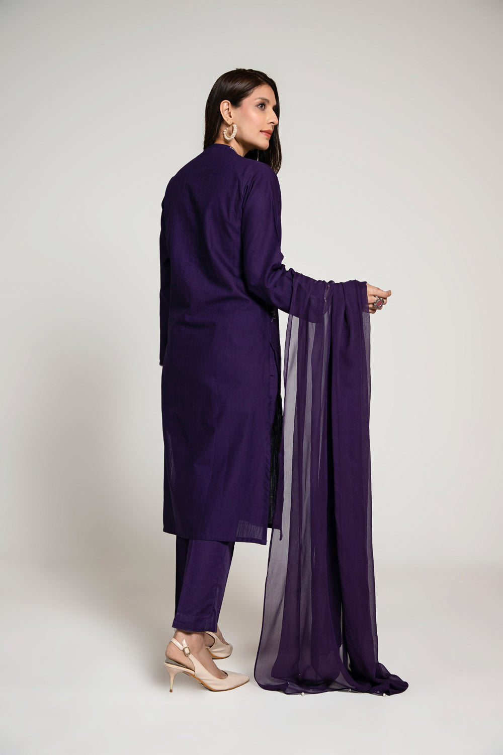 3 Piece Slub Khaddar Embroidered Suit  (BA0016)