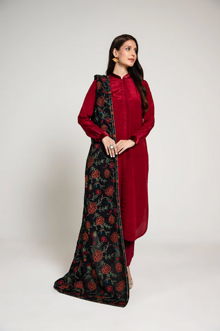 1 Piece Lawn Karandi Embroidered Shawl  (BB9973)