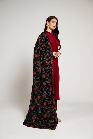 1 Piece Lawn Karandi Embroidered Shawl  (BB9973)
