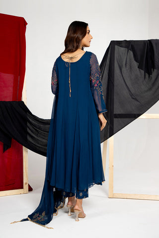 3 Piece Chiffon Embellished & Printed Suit  (AA5409)