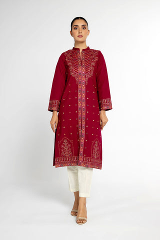 1 Piece Slub Khaddar Embroidered Jacket (BB9547)