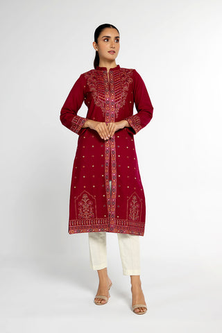 1 Piece Slub Khaddar Embroidered Jacket (BB9547)