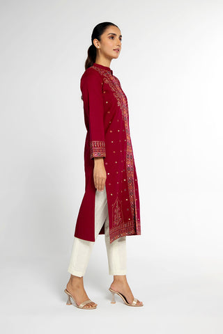 1 Piece Slub Khaddar Embroidered Jacket (BB9547)