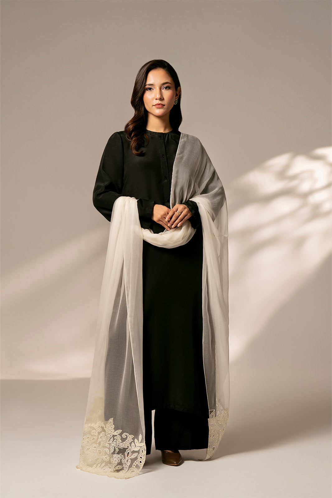 1 Piece Chiffon Embroidered Dupattas/Stoles (FD0067)