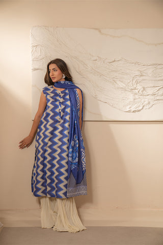 2 Piece Unstitched  Lawn Printed Suit (UC0038)