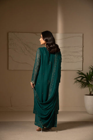 3 Piece Unstitched Chiffon Embroidered Suit (UF0015)