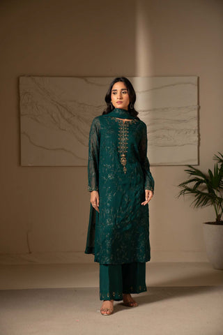 3 Piece Unstitched Chiffon Embroidered Suit (UF0015)
