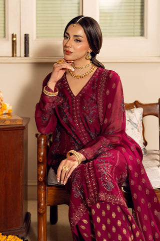 3 Piece Khaddi Net Embroidered Suit (FL0171)