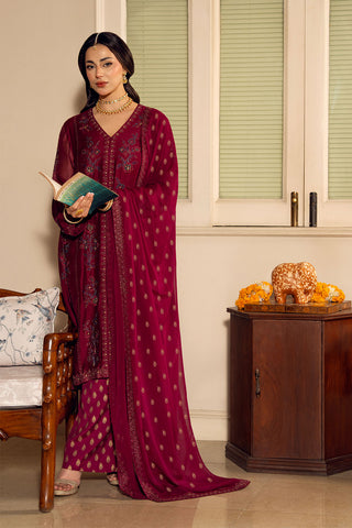 3 Piece Khaddi Net Embroidered Suit (FL0171)