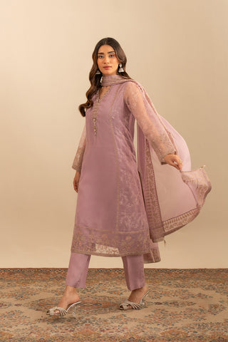 3 Piece Organza Embroidered Suit (FL0003)