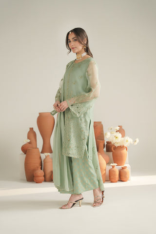 3 Piece Organza Embroidered Unstitched Suit (UF0031)
