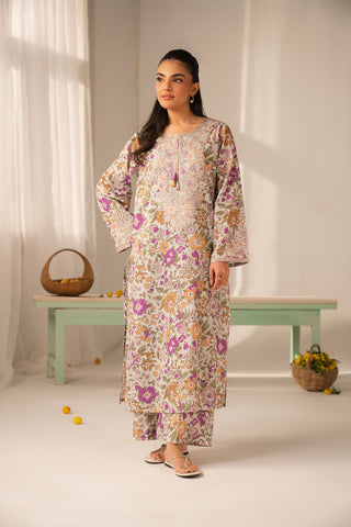 2 Piece Printed Lawn Embroidered Unstitched Suit (UC0134)