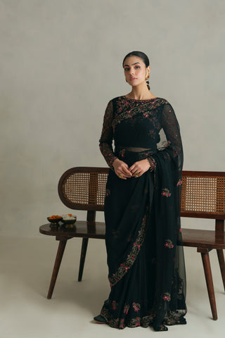 3 Piece Unstitched Chiffon Embroidered Sari (UF0007)
