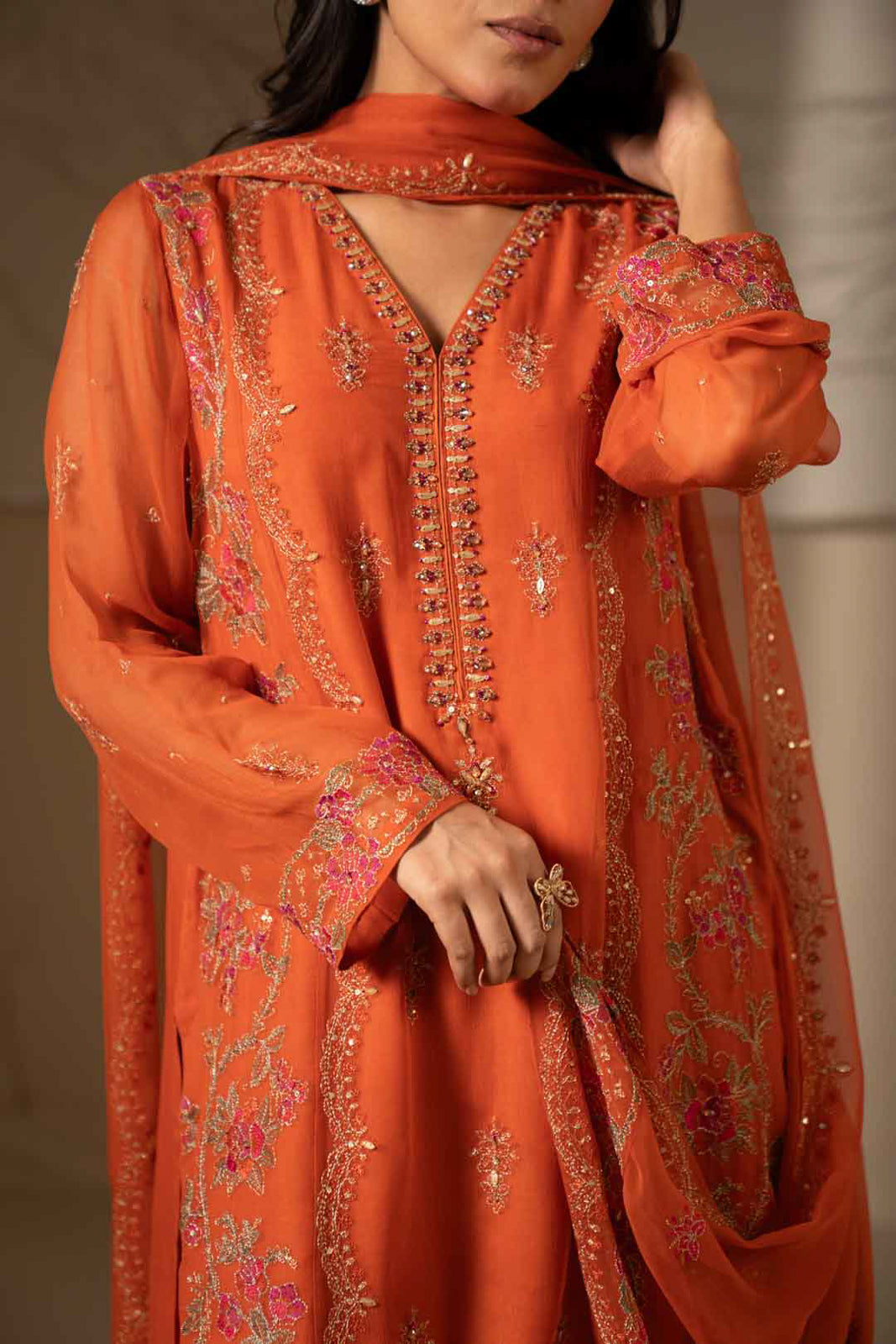 3 Piece Chiffon Embroidered Suit (UF0018)