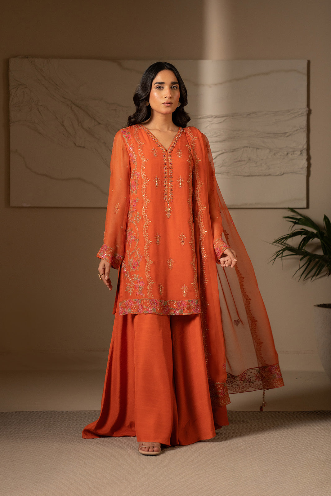 3 Piece Chiffon Embroidered Suit (UF0018)