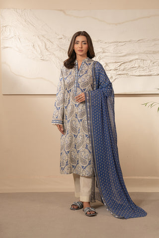 3 Piece Unstitched  Lawn Printed Suit (UC0047)