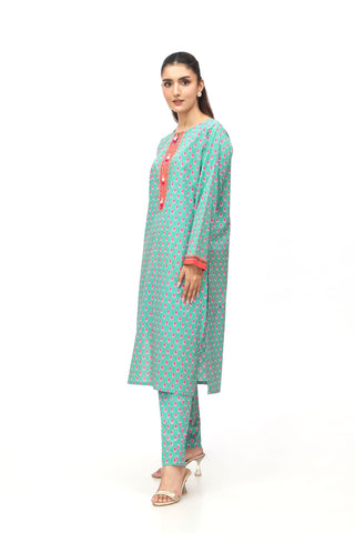 2 Piece Printed Cambric Embroidered & Printed Suit  (PD1305)
