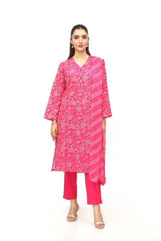 3 Piece Printed Slub Khaddar Printed & Tasselling Suit  (PD1309)