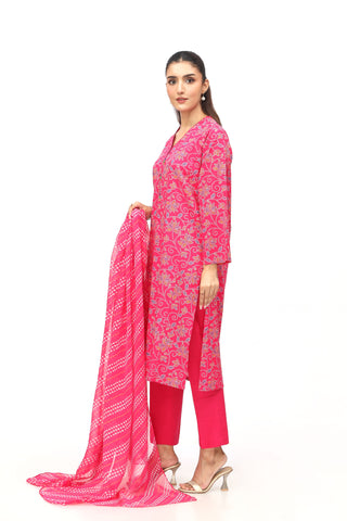 3 Piece Printed Slub Khaddar Printed & Tasselling Suit  (PD1309)