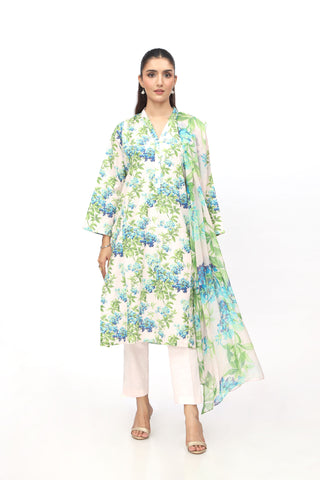 3 Piece Printed Slub Khaddar Printed Suit  (PD1312)