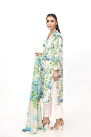 3 Piece Printed Slub Khaddar Printed Suit  (PD1312)